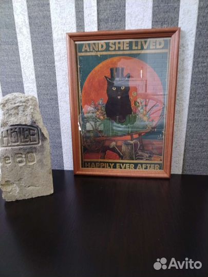 Постер в раме. Винтажный стиль. Кот. Арт 005