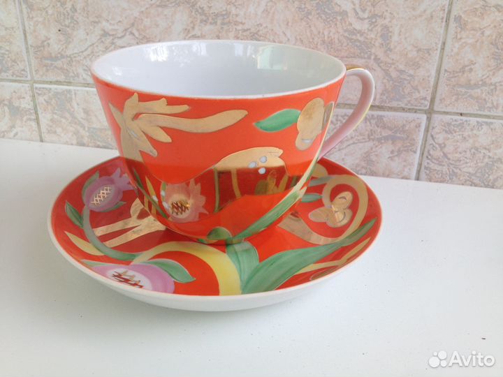 Чайная пара Дулево СССР 70-е Золотой олень. Новая