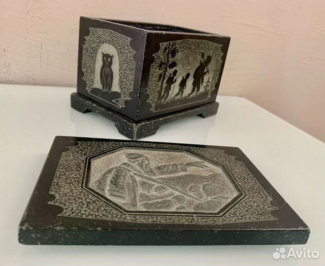 Резьба по камню. Шкатулка. Антиквариат