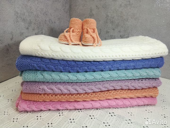 Плед детский вязаный ручная работа