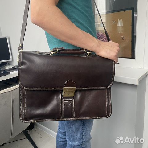 Мужской кожаный портфель Franchesco Molinary