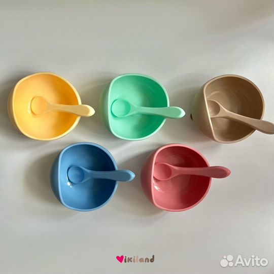 Силиконовая тарелка с ложкой