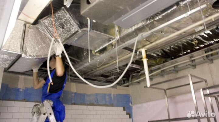 Монтаж системы вениляции, чистка, альпинисты