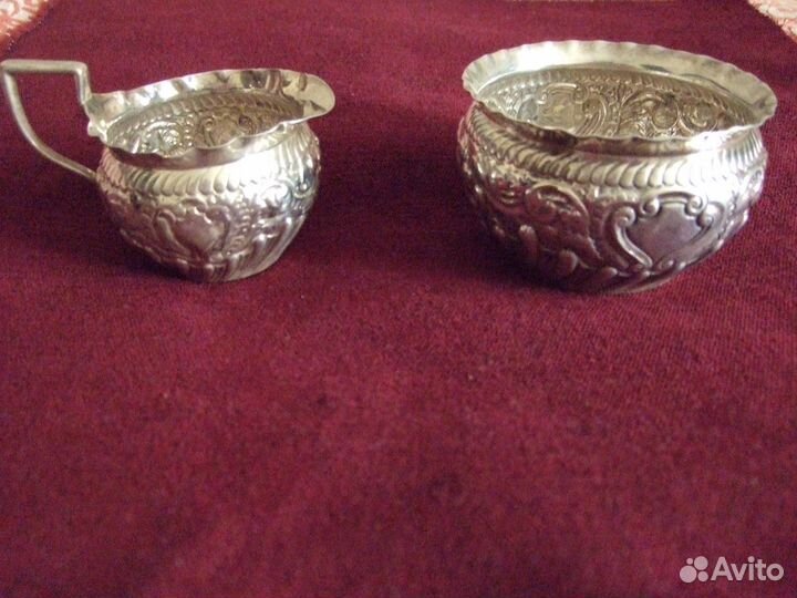 Сахарница и молочник. Серебро 925.1890 год Англия
