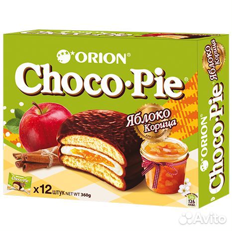 Пирожное choco pie яблоко-корица 336г