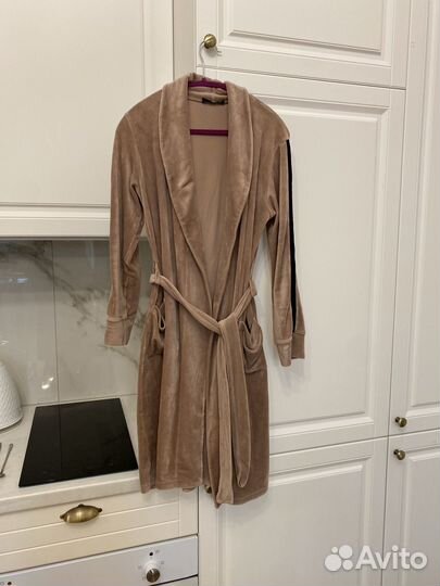 Халат домашний женский велюровый бежевый
