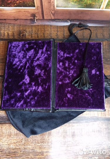 Кожаный блокнот в бархатном мешочке