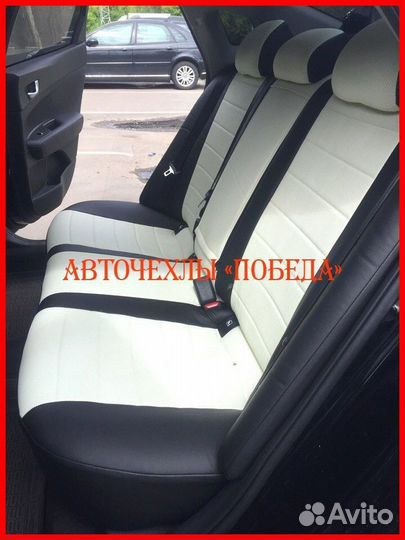 Чехлы Kia Optima из экокожи чёрно-белые Классика