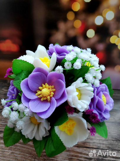 Букет из мыла фиолетово-желтый