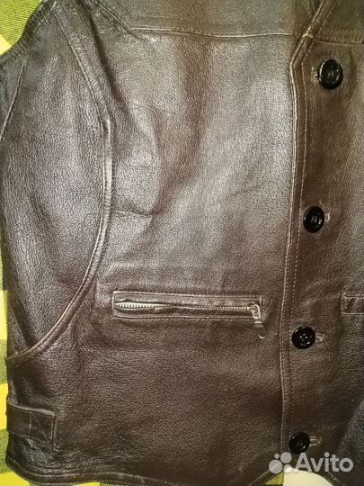 Жилет Безрукавка мужской натуральная кожа 52