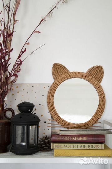 Зеркало плетёное из бумажной лозы (ручная работа)