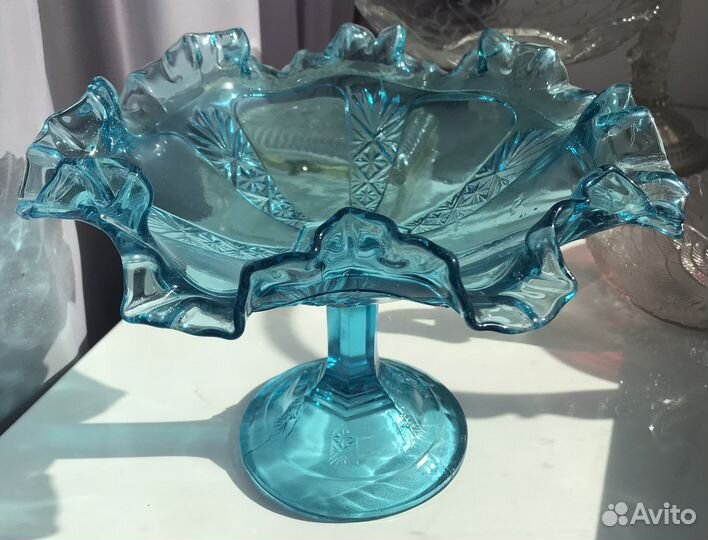 Ваза для фруктов купоросное стекло