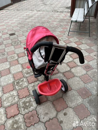 Велосипед с родительской ручкой и тентом kreiss