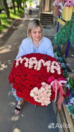 Роза, 101 роза, букет, доставка цветов