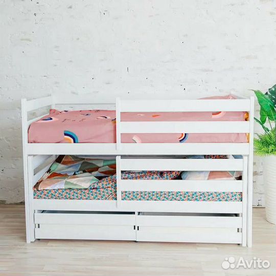 Кроватка детская матрешка эко с доп. местом берёза