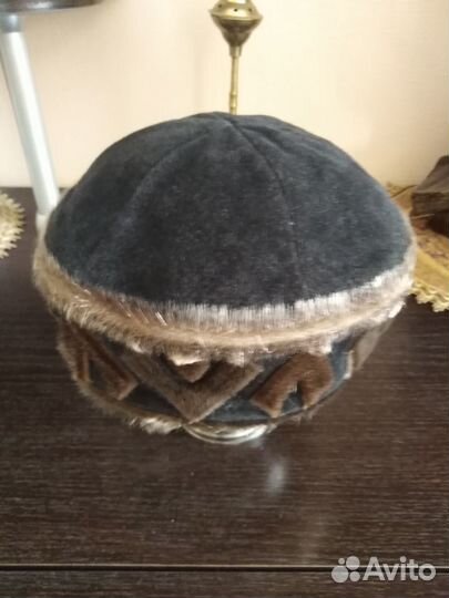 Шапка норка+замша женская