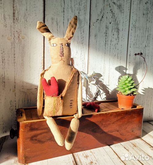 Заяц сердце текстильная кукла