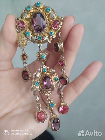 Антикварная брошь чехия