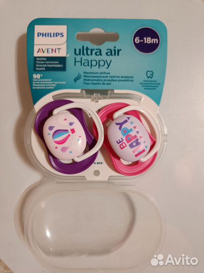Новые. Пустышки Philips Avent Ultra Air 6-18 мес