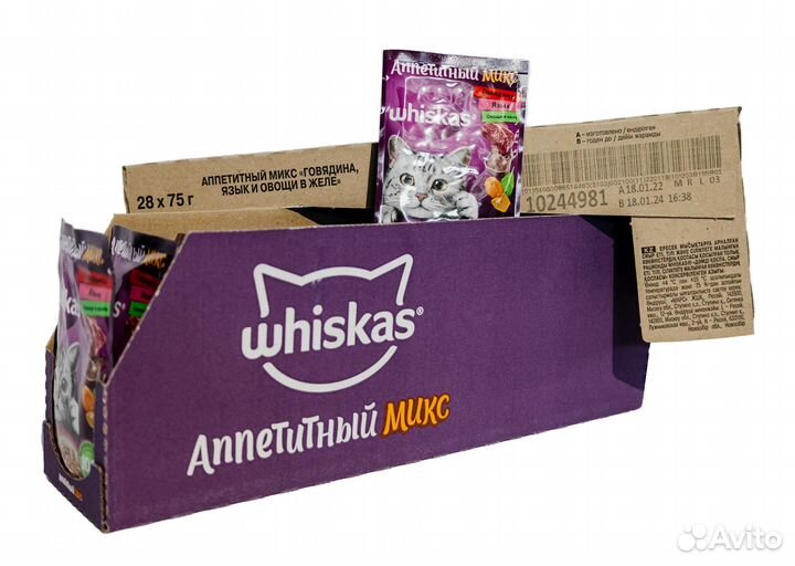 Влажный корм для кошек Whiskas аппетитный микс