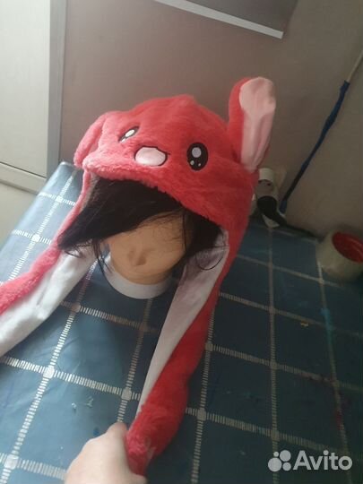 Шапочка с ушками розовый зайчик