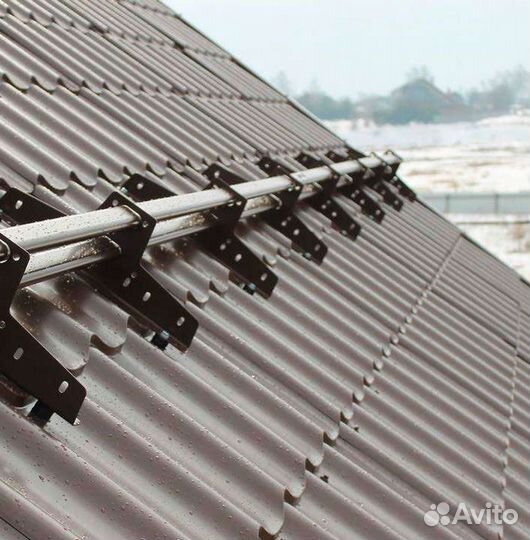 Кровля, установка снегозадержатели, водостоки