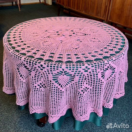 Скатерть вязанная крючком редкого цвета 1,6 м