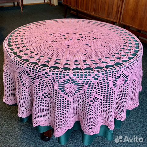Скатерть вязанная крючком редкого цвета 1,6 м