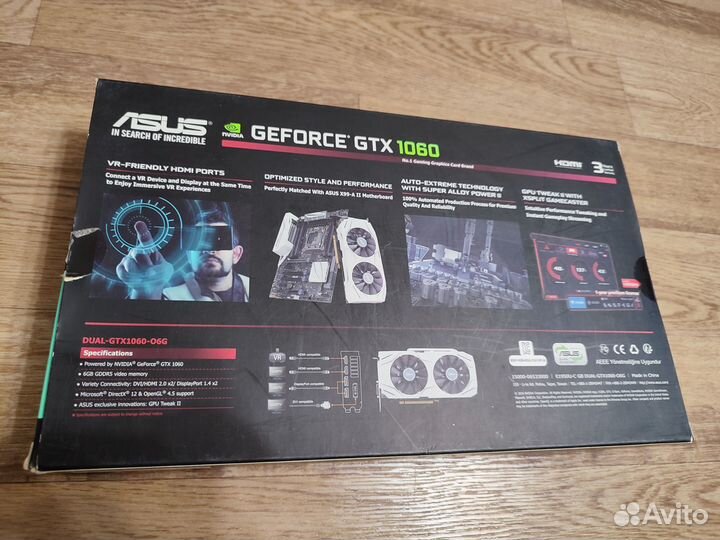 Видеокарта Asus GeForce GTX 1060 6gb dual OC