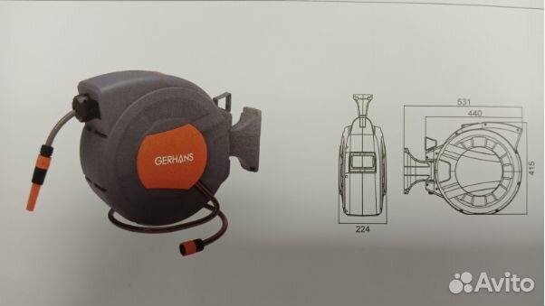 Автоматическая катушка для шланга 25 м gerhans