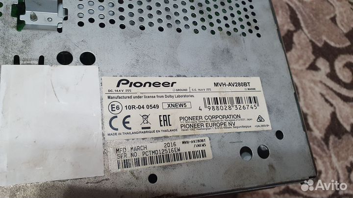 Магнитола 2 din pioneer MVH AV280BT