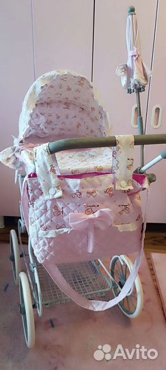 Коляска для куклы Романтик с сумочкой и зонтиком