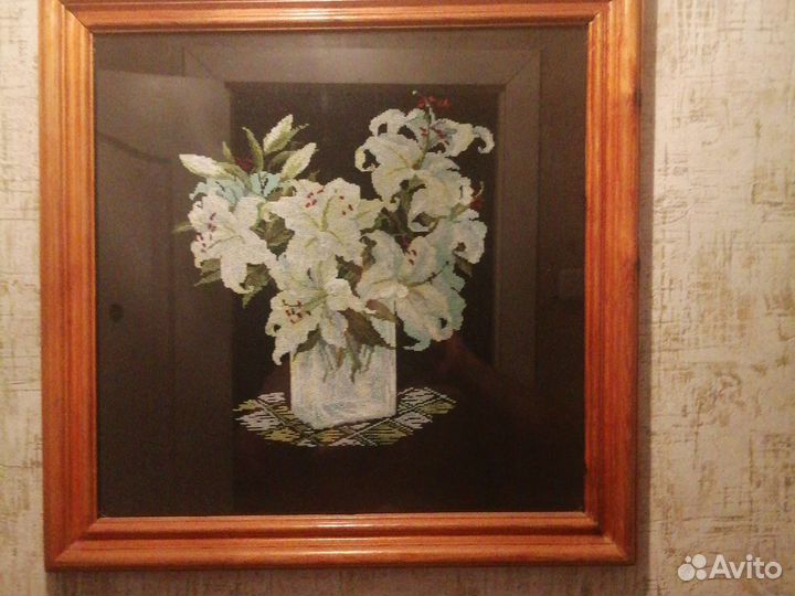 Картина Цветы, вышивка