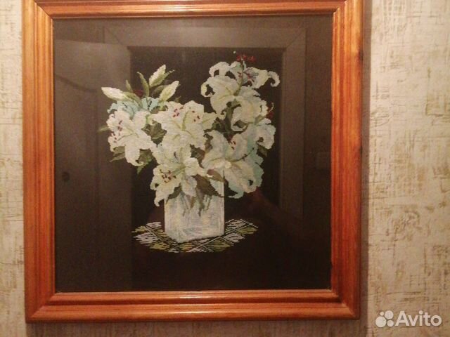 Картина Цветы, вышивка