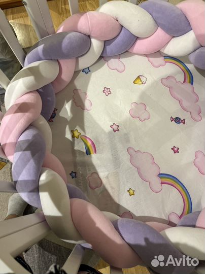 Бортики в кроватку косичка и игрушка