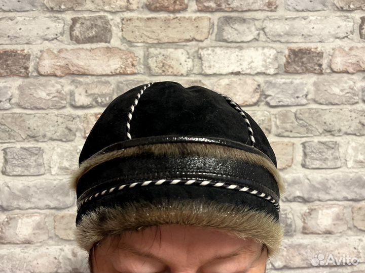 Меховая шапка натуральная замша