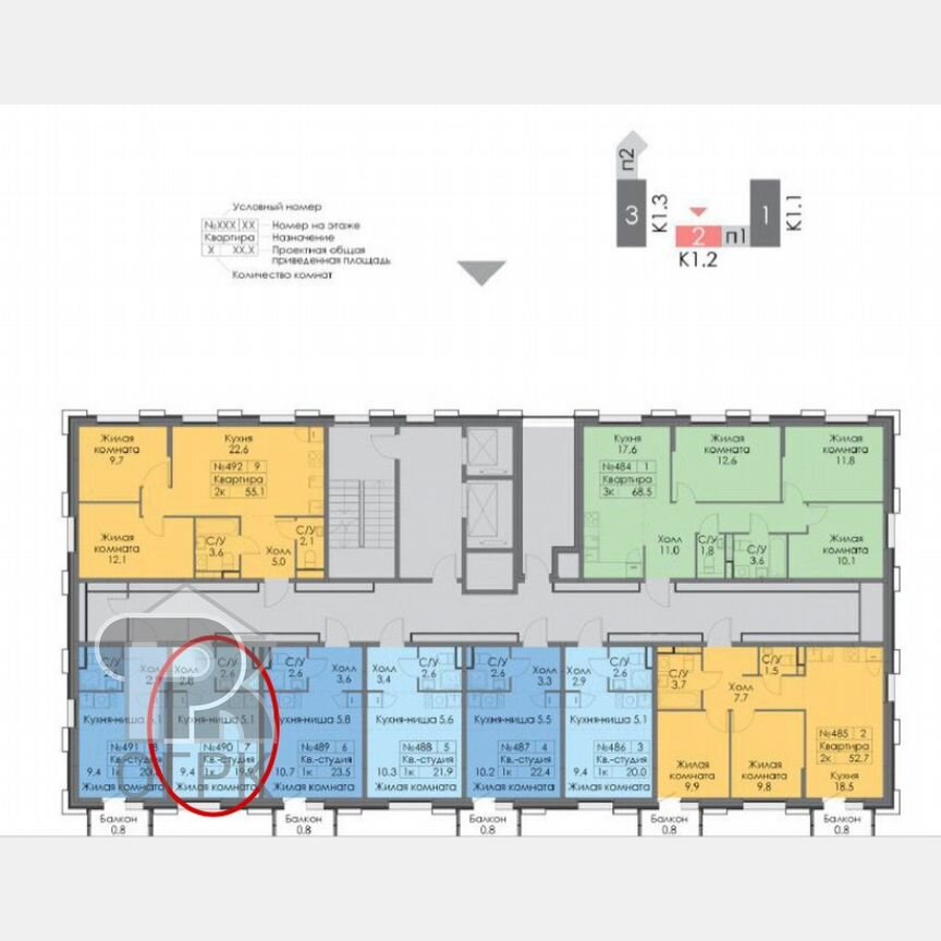 Квартира-студия, 19,9 м², 4/12 эт.