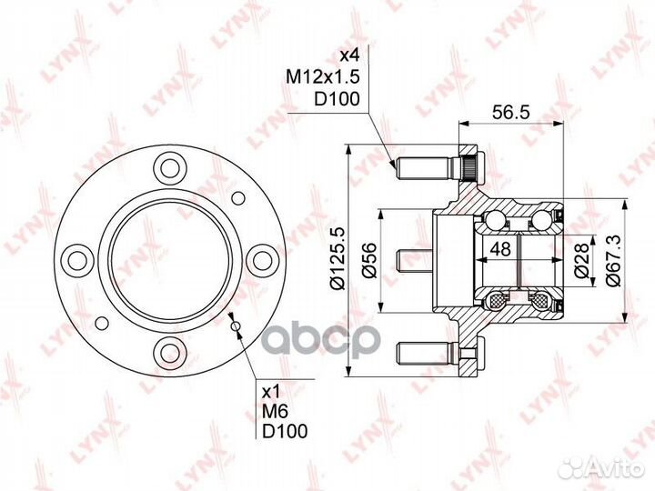 Ступица колеса зад прав/лев WH1128 lynxauto