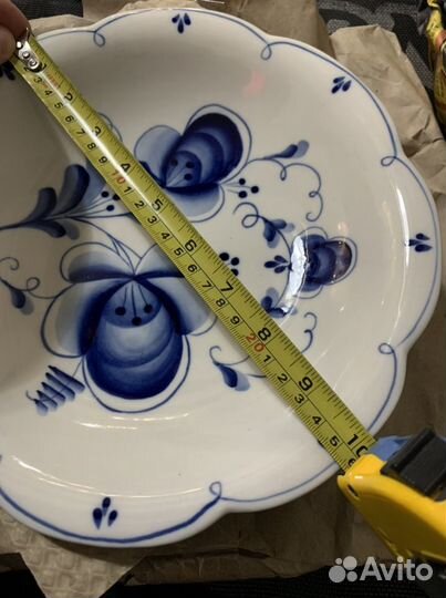 Гжель салатница тарелка 26см (цена за 1 шт)