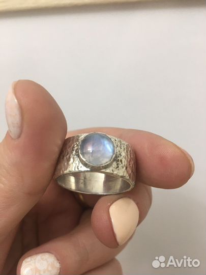 Кольцо и серьги с лунным камнем серебро