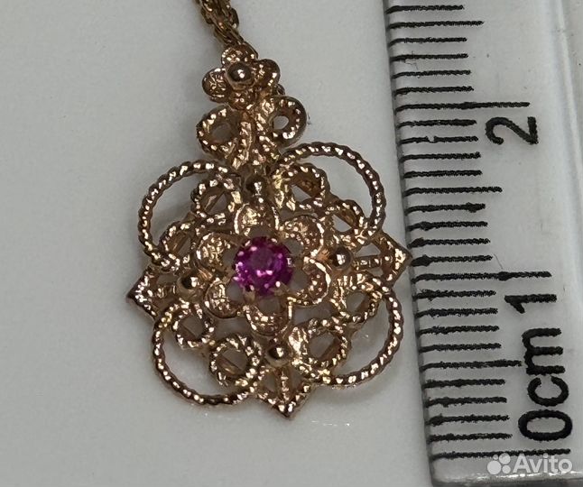 Золотой кулон СССР колье серьги 583