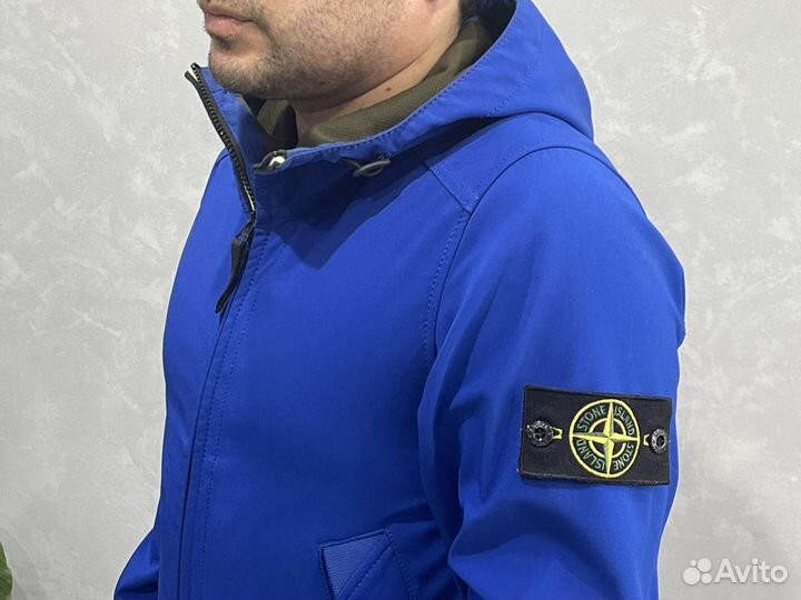 Куртка/ветровка Stone island soft shell r синяя s