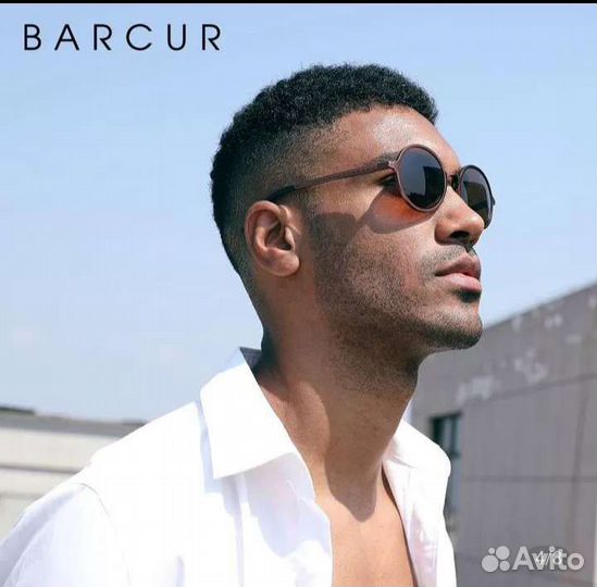 Солнцезащитные очки barcur,круглые,чёрные