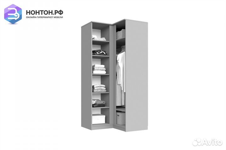 Шкаф угловой Челси белый глянец / дуб сонома