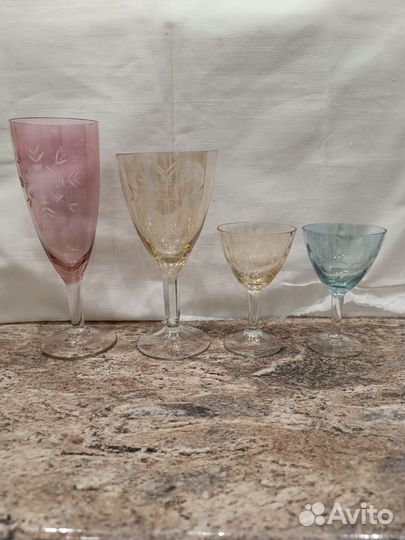 Фужеры цветное стекло СССР