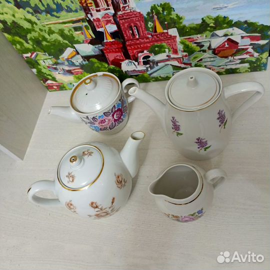 Красивые заварочные чайники СССР и молочник