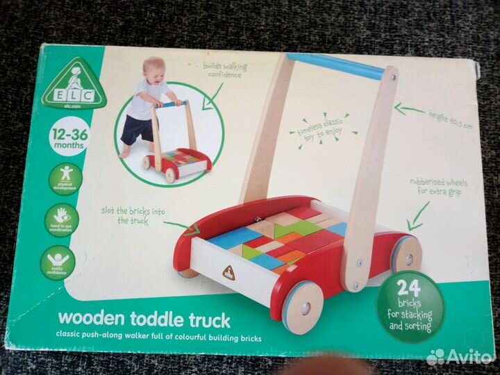 Развивающий набор кубики и тележка из дерева фирмы