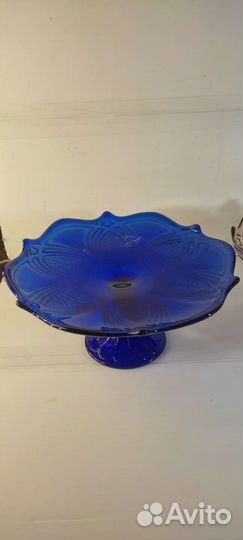 Ваза-фруктовница из цветного стекла. СССР