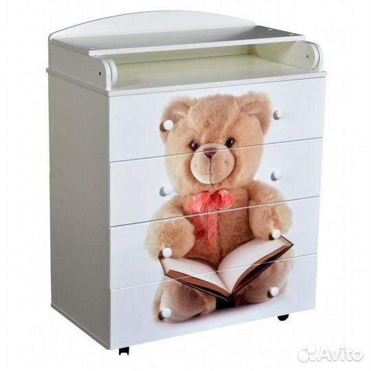Комод Антел Мишка пеленальный 800/4 мдф (4 ящика)