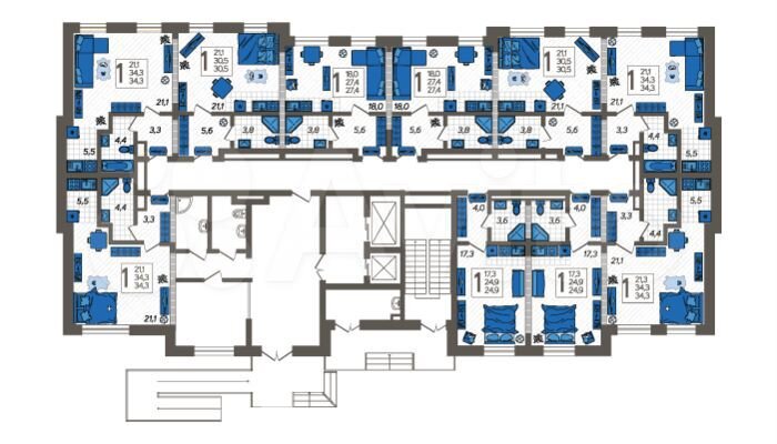 1-к. квартира, 34,3 м², 1/12 эт.